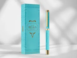 Roller belius wild west aluminium encre noire coloris bleu turquoise boite design