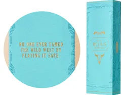 Roller belius wild west aluminium encre noire coloris bleu turquoise boite design