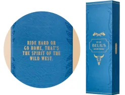 Roller belius wild west aluminium encre noire coloris bleu marine dore boite design