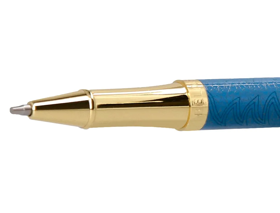 Roller belius wild west aluminium encre noire coloris bleu marine dore boite design