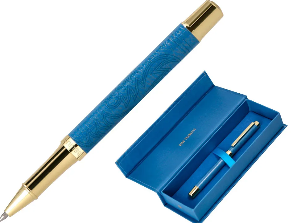 Roller belius wild west aluminium encre noire coloris bleu marine dore boite design