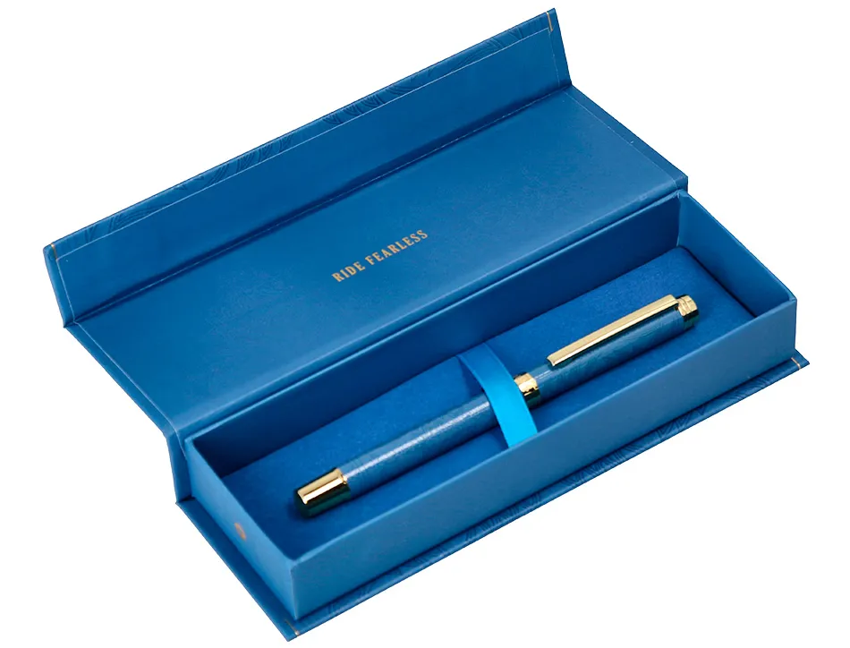 Roller belius wild west aluminium encre noire coloris bleu marine dore boite design