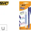 Roller bic gel-ocity illusion pointe moyenne 0,7mm grip caoutchouc encre effacable et rechargeable bleue set 3 unites