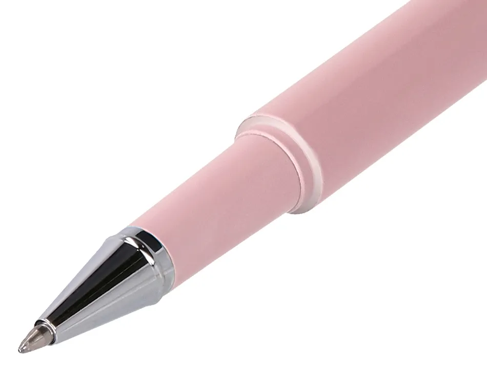 Roller et etui en simili cuir belius space b monochrome sans agrafe encre bleue coloris rose dans coffret cadeau