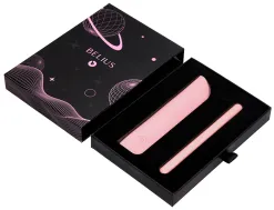 Roller et etui en simili cuir belius space b monochrome sans agrafe encre bleue coloris rose dans coffret cadeau