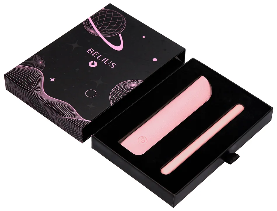 Roller et etui en simili cuir belius space b monochrome sans agrafe encre bleue coloris rose dans coffret cadeau