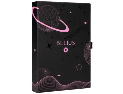 Roller et etui en simili cuir belius space b monochrome sans agrafe encre bleue coloris rose dans coffret cadeau