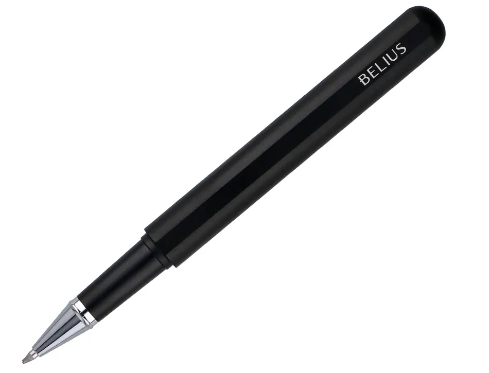Roller et etui en simili cuir belius space b monochrome sans agrafe encre bleue coloris noir dans coffret cadeau