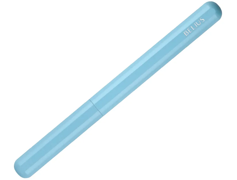 Roller et etui en simili cuir belius space b monochrome sans agrafe encre noire coloris bleu dans coffret cadeau