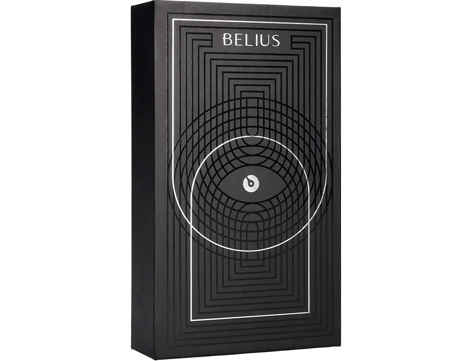 Roller et etui simili cuir belius turbo alum. texture pointillee attributs argent encre bleue col. noir coffret cadeau