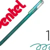 Roller gel pentel hybrid dual metallic pointe bille 1mm effets couleur selon angle encre coloris bleu/vert métallique