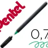 Roller pentel energel ecologique et rechargeable capuchon ideal gaucher pointe 0,7mm coloris noir encre verte