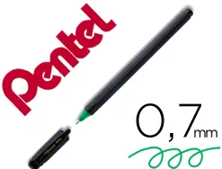 Roller pentel energel ecologique et rechargeable capuchon ideal gaucher pointe 0,7mm coloris noir encre verte