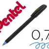 Roller pentel energel ecologique et rechargeable capuchon ideal gaucher pointe 0,7mm coloris noir encre bleue