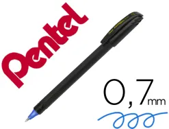 Roller pentel energel ecologique et rechargeable capuchon ideal gaucher pointe 0,7mm coloris noir encre bleue