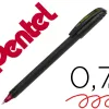 Roller pentel energel ecologique et rechargeable capuchon ideal gaucher pointe 0,7mm coloris noir encre rouge