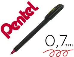 Roller pentel energel ecologique et rechargeable capuchon ideal gaucher pointe 0,7mm coloris noir encre rouge