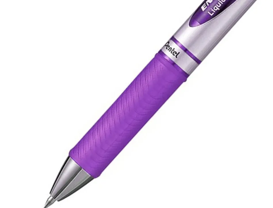 Roller pentel energel retractable rechargeable pointe metal fine 0,7mm clip metal coloris violet