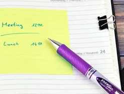 Roller pentel energel retractable rechargeable pointe metal fine 0,7mm clip metal coloris violet