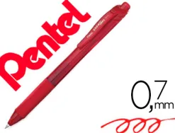 Roller pentel energel rétractable rechargeable pointe métal 0.7mm rouge
