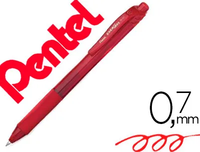 Roller pentel energel rétractable rechargeable pointe métal 0.7mm rouge