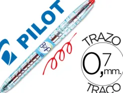 Roller pilot b2p gel écriture moyenne 0.7mm corps plastique recyclé translucide rechargeable coloris rouge