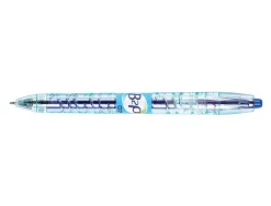 Roller pilot b2p gel écriture moyenne 0.7mm corps plastique recyclé translucide rechargeable coloris bleu