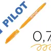 Roller pilot frixion ball clicker retractable ecriture moyenne pointe 0,7mm encre gel rechargeable col. orange abricot