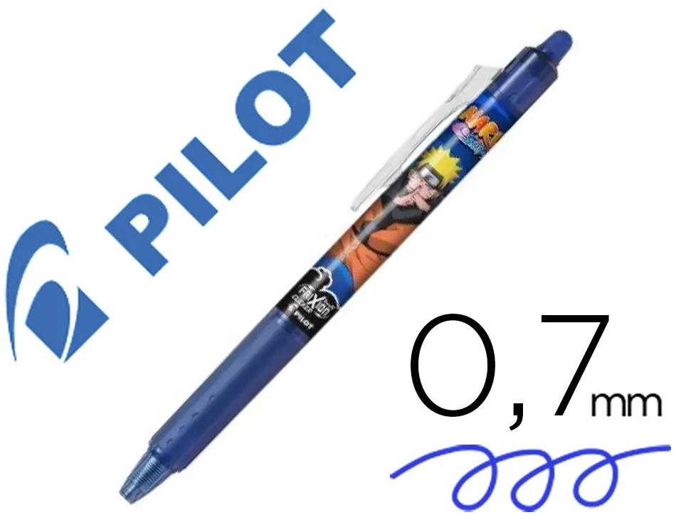 Roller pilot frixion ball clicker edition limitee naruto encre gel pointe moyenne coloris bleu