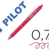 Roller pilot frixion ball clicker retractable ecriture moyenne pointe 0,7mm encre gel rechargeable coloris rose corail
