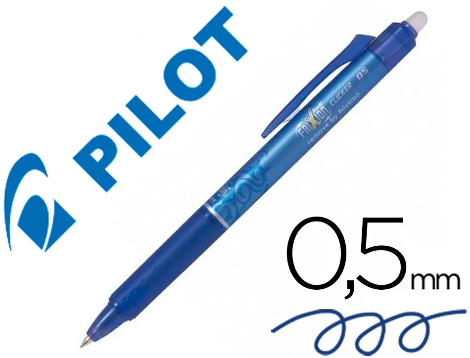 Roller pilot frixion ball clicker encre gel pointe fine coloris bleu