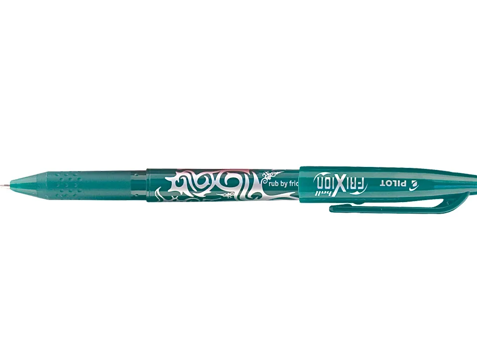 Roller pilot frixion ball écriture moyenne 0.7mm encre effaçable grip préhension rechargeable gomme sertie coloris vert