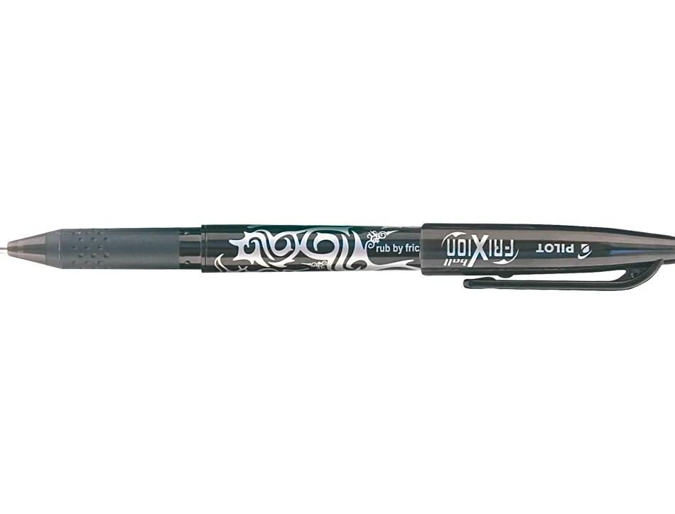 Roller pilot frixion ball écriture moyenne 0.7mm encre effaçable grip préhension rechargeable gomme sertie coloris noir