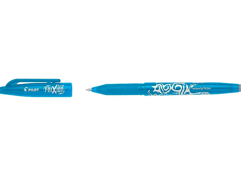 Roller pilot frixion ball écriture moyenne 0.5mm encre effaçable grip préhension rechargeable gomme sertie turquoise