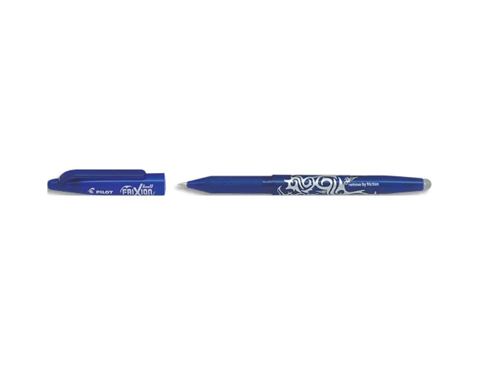 Roller pilot frixion ball écriture moyenne 0.7mm encre effaçable grip préhension rechargeable gomme sertie coloris bleu