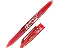 Roller pilot frixion ball écriture moyenne 0.7mm encre effaçable grip préhension rechargeable gomme sertie coloris rouge