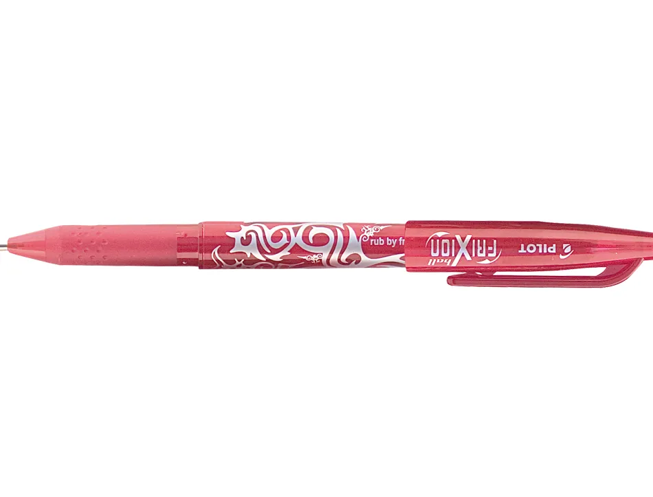 Roller pilot frixion ball écriture moyenne 0.7mm encre effaçable grip préhension rechargeable gomme sertie coloris rouge