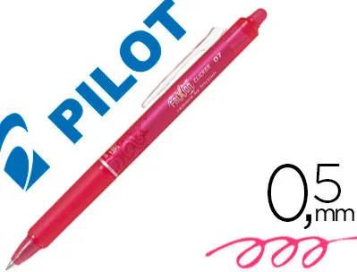 Roller pilot frixion clicker écriture moyenne 0.35mm encre effaçable gomme sertie grip prehensio rechargeable rose