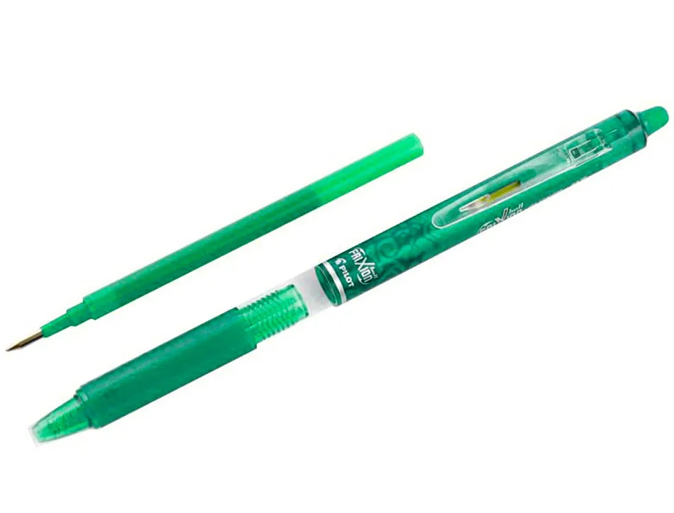 Roller pilot frixion clicker écriture moyenne 0.35mm encre effaçable gomme sertie grip prehenion rechargeable vert