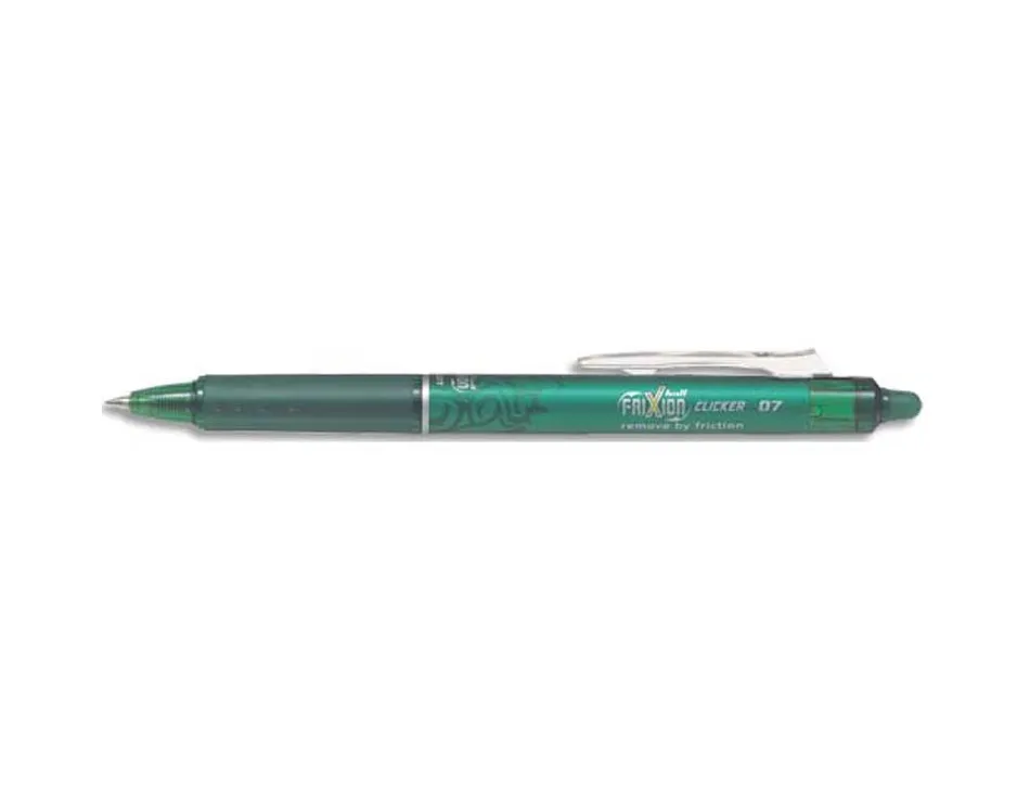 Roller pilot frixion clicker écriture moyenne 0.35mm encre effaçable gomme sertie grip prehenion rechargeable vert
