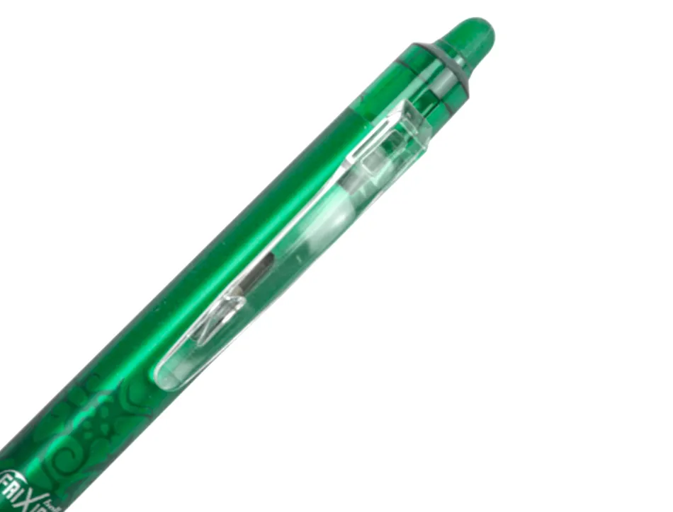 Roller pilot frixion clicker écriture moyenne 0.35mm encre effaçable gomme sertie grip prehenion rechargeable vert