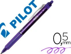 Roller pilot frixion clicker écriture moyenne 0.35mm encre effaçable gomme sertie grip prehension rechargeable violet