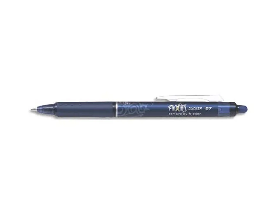 Roller pilot frixion clicker écriture moyenne 0.35mm encre effaçable gomme sertie grip prehension rechargeable bleu nuit
