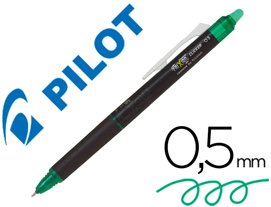 Roller pilot frixion point clicker 05 encre gel thermosensible effacable rechargeable vert