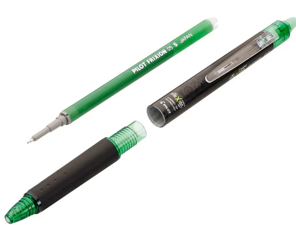 Roller pilot frixion point clicker 05 encre gel thermosensible effacable rechargeable vert