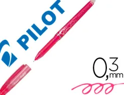 Roller pilot frixion point pointe aiguille 0.3mm encre effaçable grip préhension rechargeable gomme sertie rose