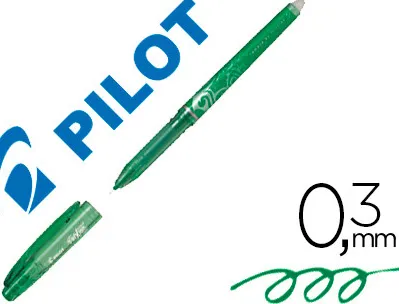 Roller pilot frixion point pointe aiguille 0.3mm encre effaçable grip préhension rechargeable gomme sertie vert