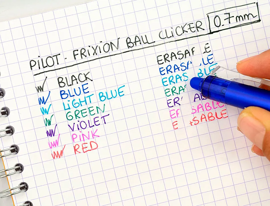 Roller pilot frixion point clicker a encre thermosens rechargeable pointe moy noir/bleu/rouge/bleu etui 4