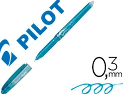 Roller pilot frixion point pointe aiguille 0.3mm encre effaçable grip préhension rechargeable gomme sertie turquoise