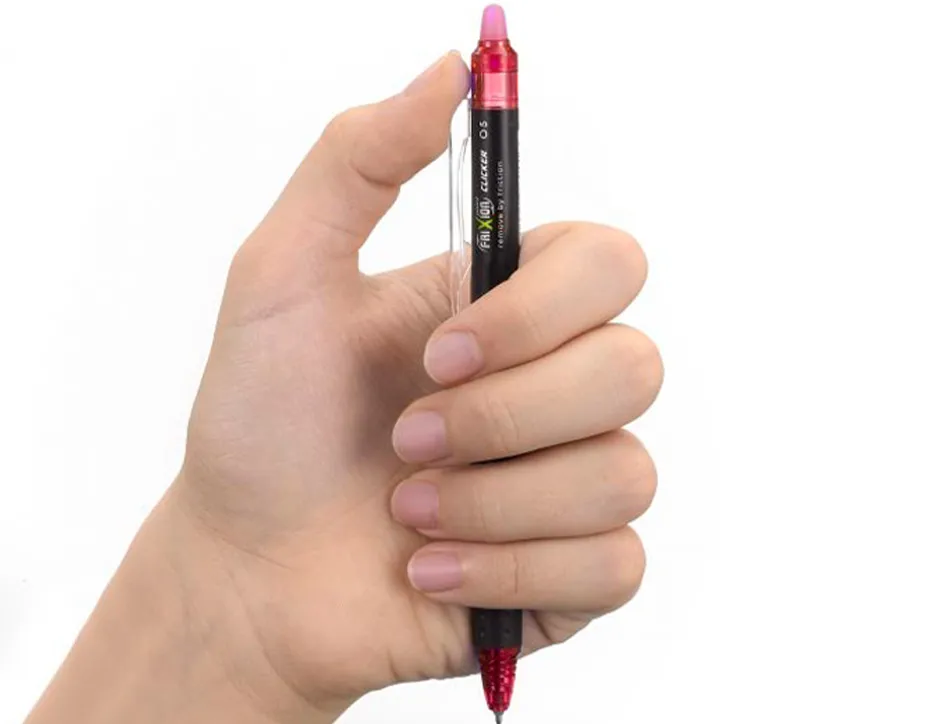 Roller pilot frixion point clicker 05 encre gel thermosensible effacable rechargeable rouge